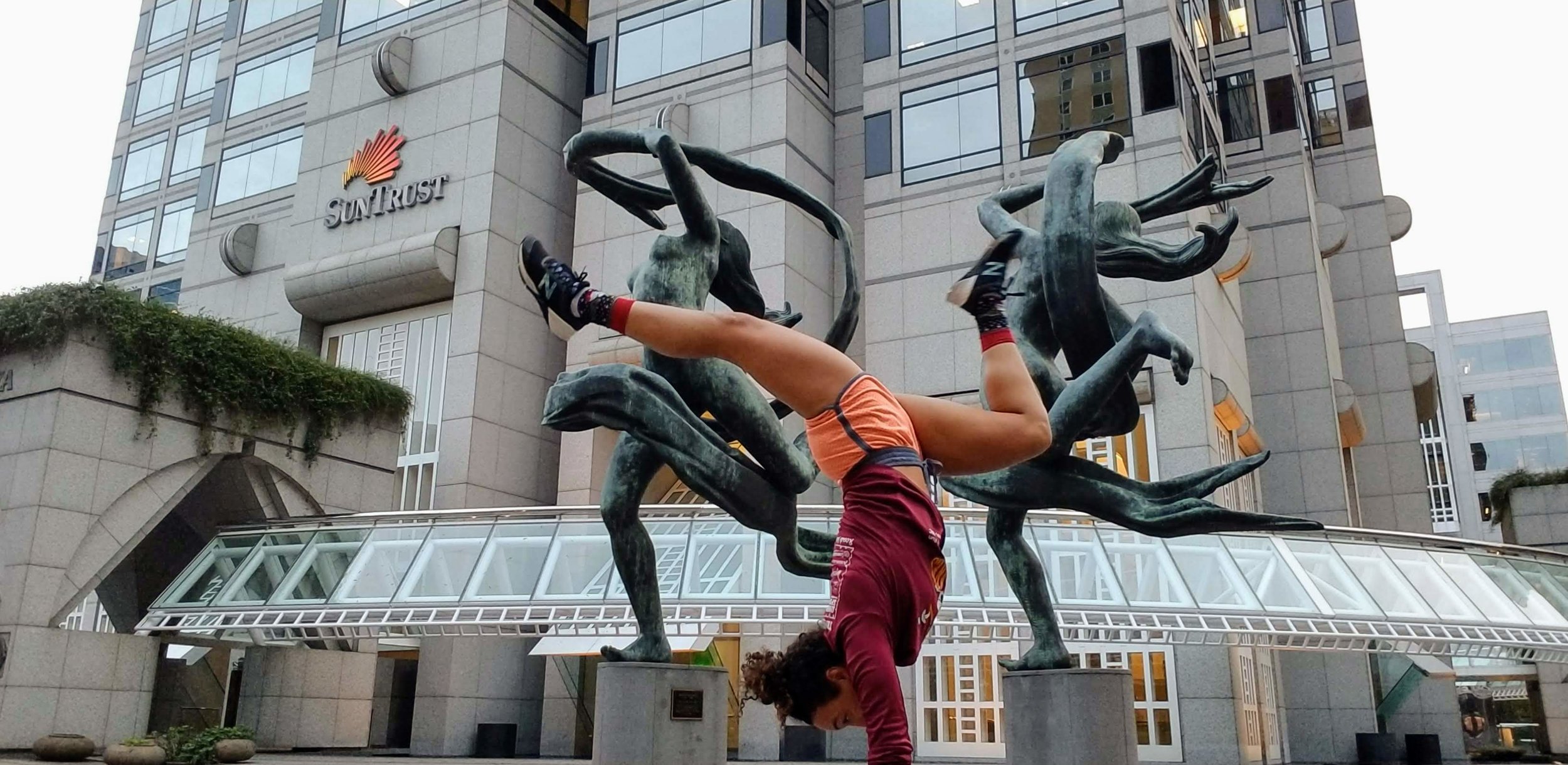 spontaneous handstands during a run in downtown Atlanta, GA