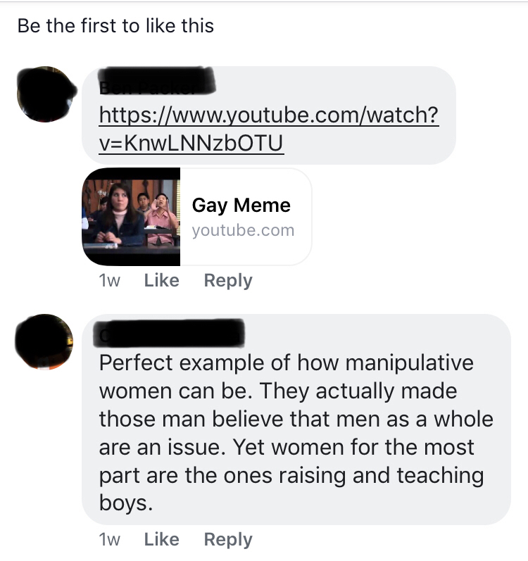 I thought the youtube video comment was immature at best, but I was stunned by the second comment.